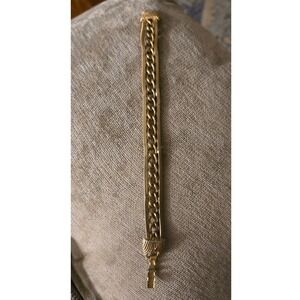 Goldette Three Strand Goldtone Chain Bracelet Vintage Signed